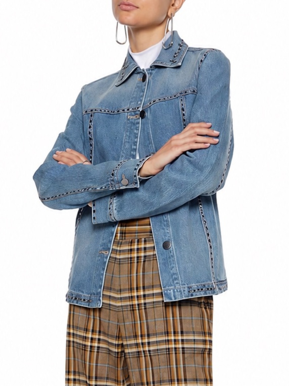 FRAME ($650) Denim Le Studded Motif Jacket - PTP 21